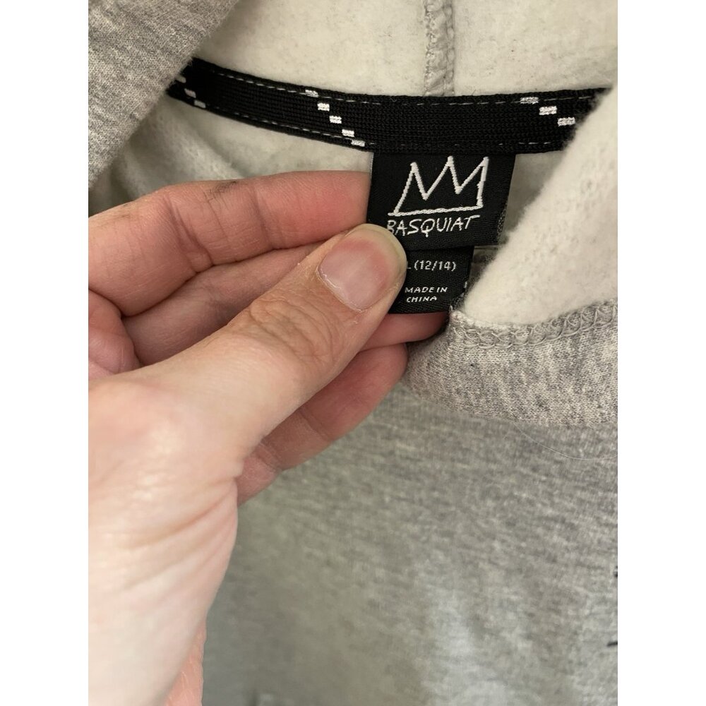 Jean Michel Basquiat Hoodie Boys L 14 Youth Gray Pullover Sweatshirt Fleece - Picture 8 of 10